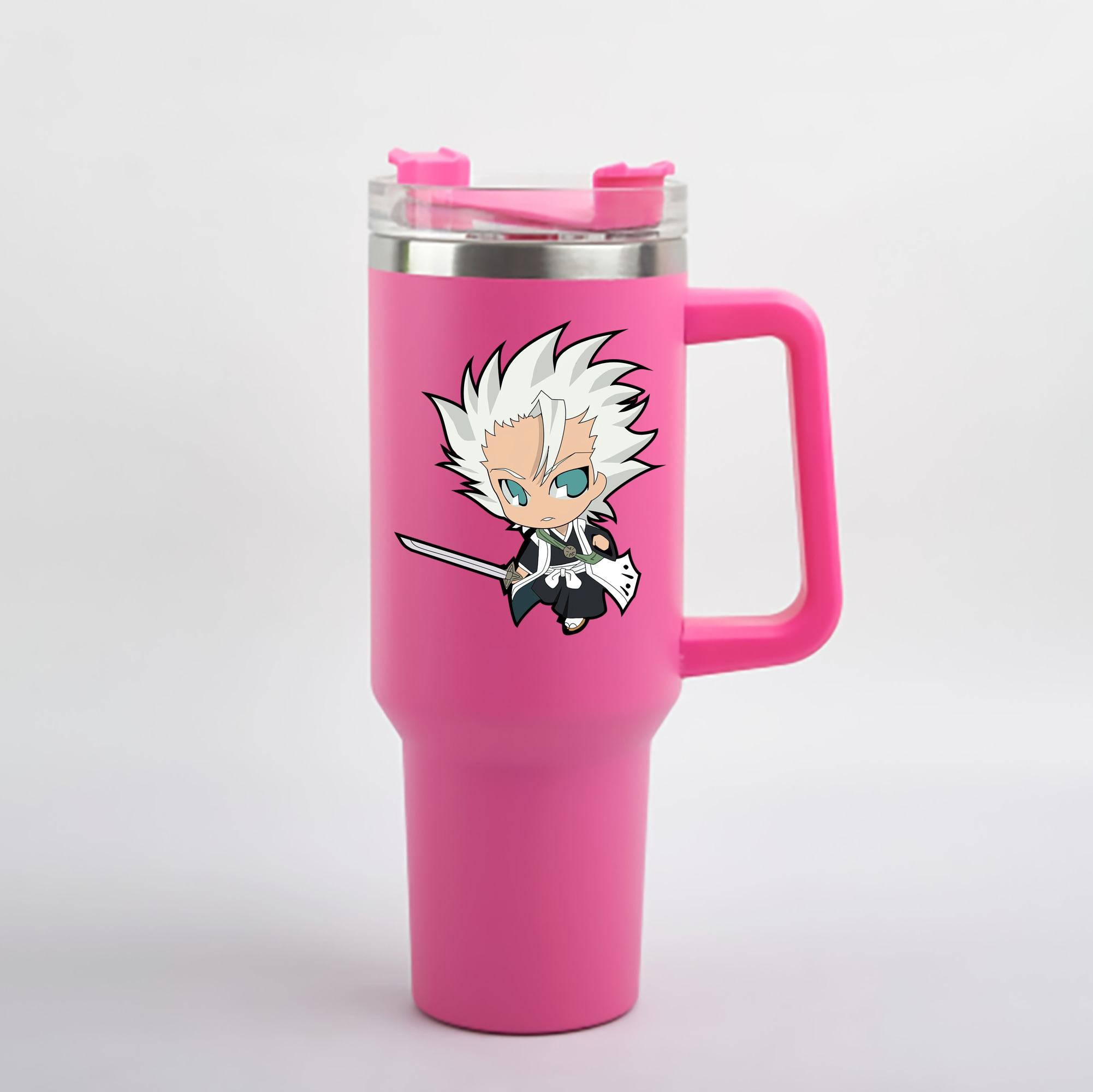 （画像用） ブリーチ 日番谷冬獅郎（ひつがや とうしろう） BLEACH Hitsugaya Toushirou 1200mL車用タンブラー - クリスタルステッカー（プラスチックストロー付き）